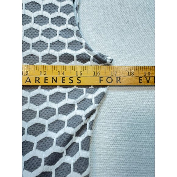 Pixley Women's Textured A-Line Midi Dress Size M Gray White Geometric Sleeveless - Picture 9 of 12